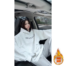！个性绣花拼接撞色卫衣冬季加绒连帽衫外套WR2250JR-P65控98，女装短外套，星座815A