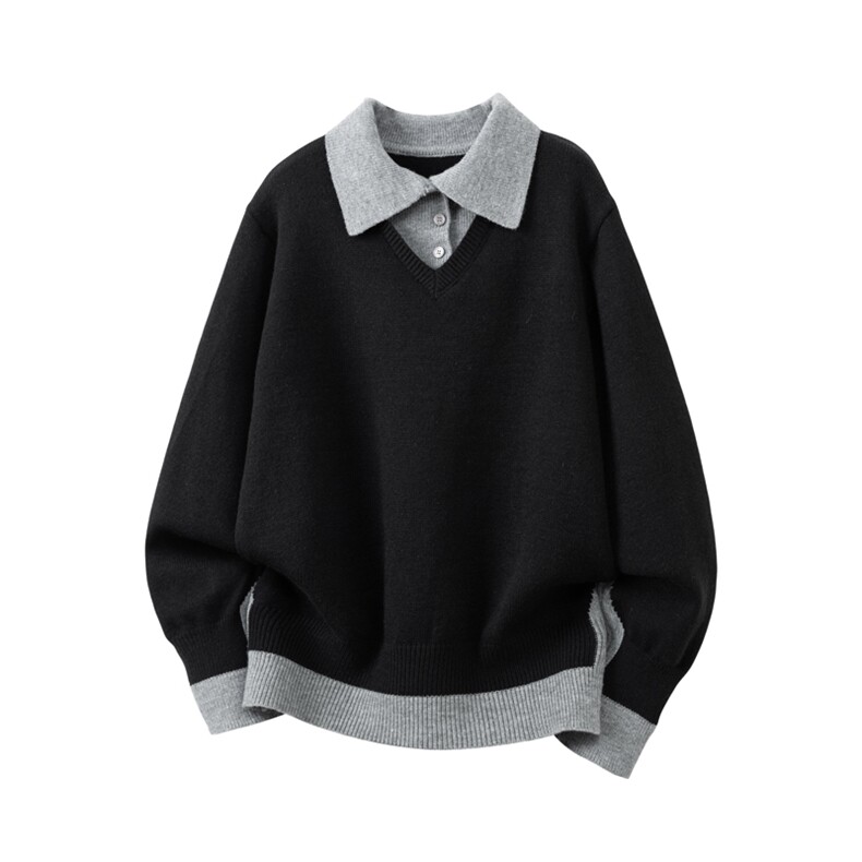 新款衬衫领假两件休闲毛衣M212-特P62，男装针织衫/毛衣，星座608(原A046)