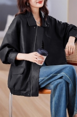 棕色皮衣外套女2024秋季新款小个子港风复古美式皮夹克美拉德机车，女装皮衣，潮流依族
