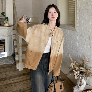 慵懒风渐变色牛仔外套设计感女2025新款春秋小个子港风上衣夹克衫图片
