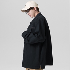 秋季工装衬衫夹克男潮牌多口袋水洗长袖衬衫EL-2510-P65，男装夹克，电商B306