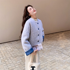 设计感气质圆领圈圈呢羽绒外套2025年冬季新款时尚休闲短款外套，女装羽绒服，2B142