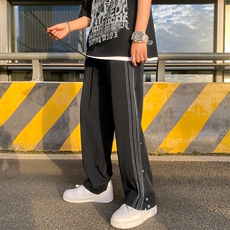 夏季潮牌ins高街痞帅百搭休闲排扣裤男坠感宽松直筒阔腿K1422-P38，男装休闲裤，星座1008
