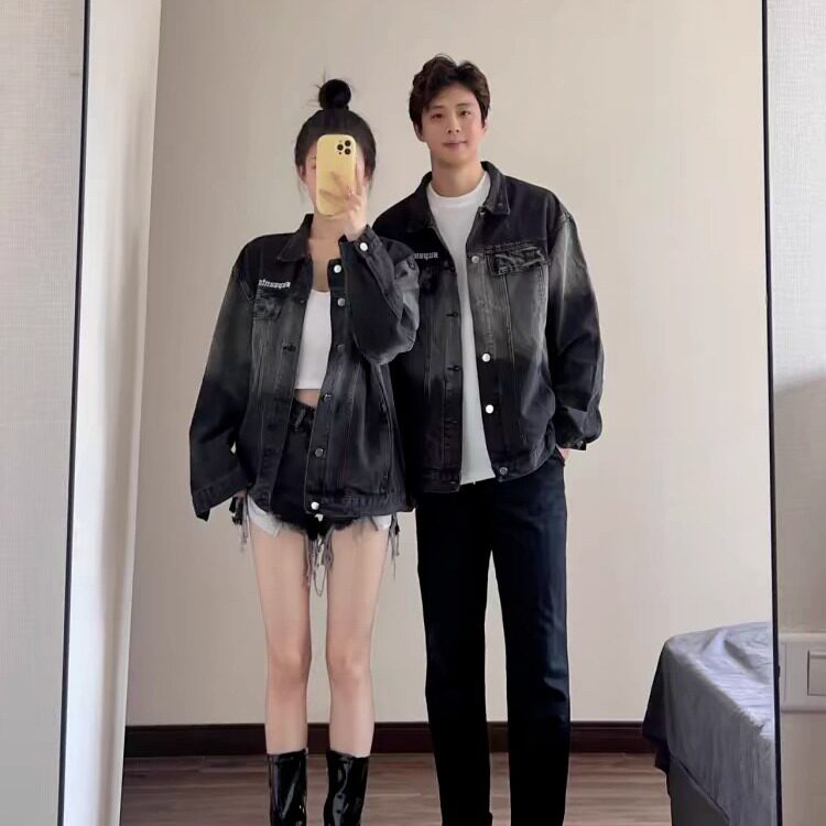 高级感情侣装秋季2024小众设计牛仔休闲夹克男女潮宽松外套,男装夹克,星座218-1（原230）