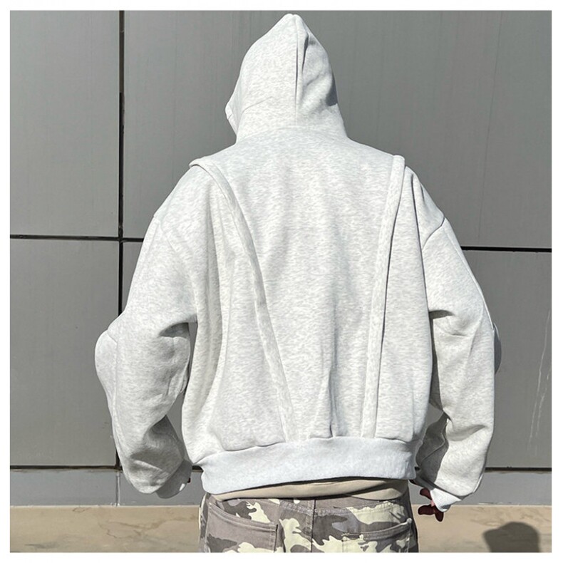 网图重磅全棉420克工装口袋卫衣拼接连帽开衫外套RH5330-P65,男装工装外套,四季星座610B