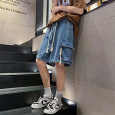 工装牛仔短裤男港风潮流大口袋个性帅2026夏季ins五分裤RK510-P43，男装牛仔裤，星座412