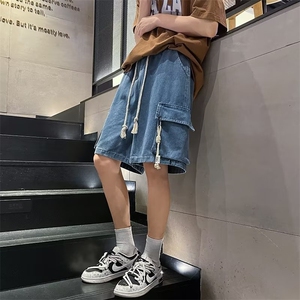 工装牛仔短裤男港风潮流大口袋个性帅2026夏季ins五分裤RK510-P43图片