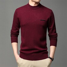 2021羊毛衫男纯羊毛针织衫圆领加厚打底衫毛衣QLM55636-P190，男装针织衫/毛衣，电商B212（原钱塘6029）