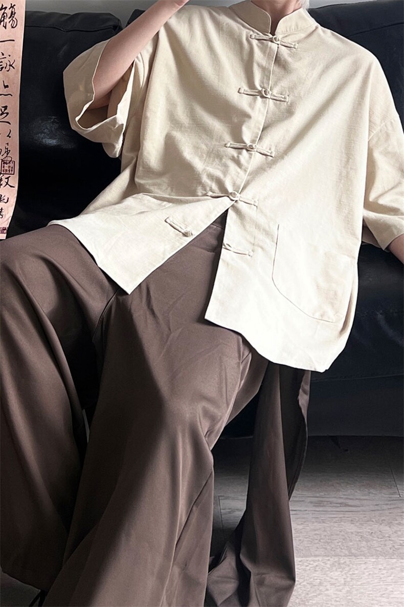 新中式盘扣夏季复古大码休闲男半袖短袖衬衫DC2181-P37【特价】,男装T恤,电商A007