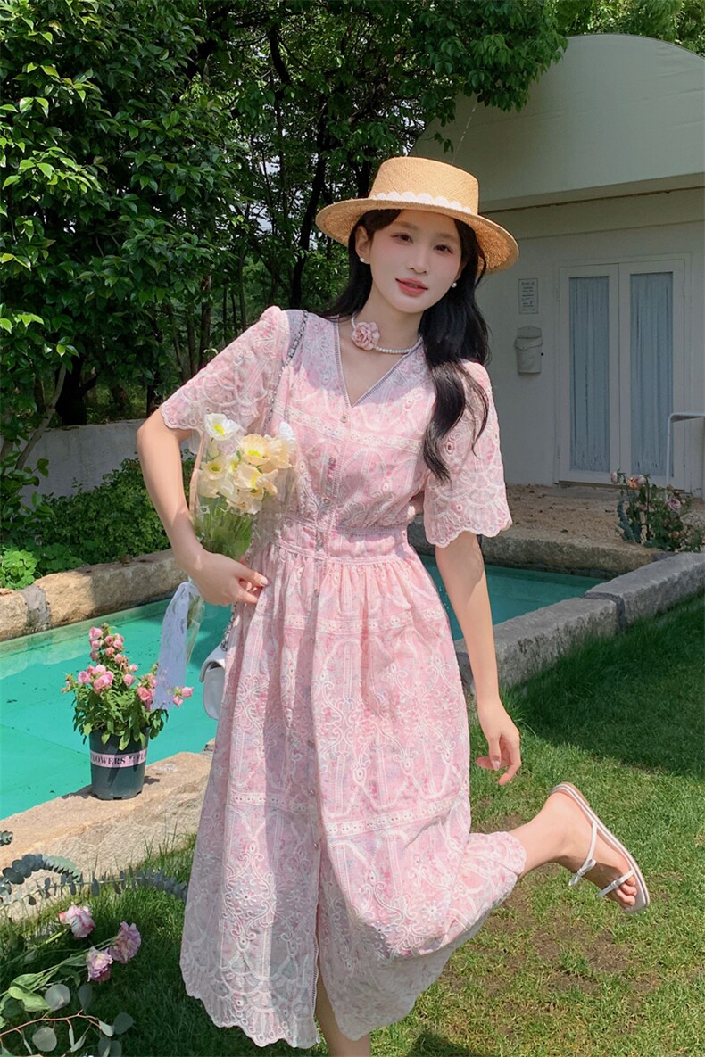 现货夏装粉色连衣裙2C092-661-P135-K198,女装连衣裙,2C092