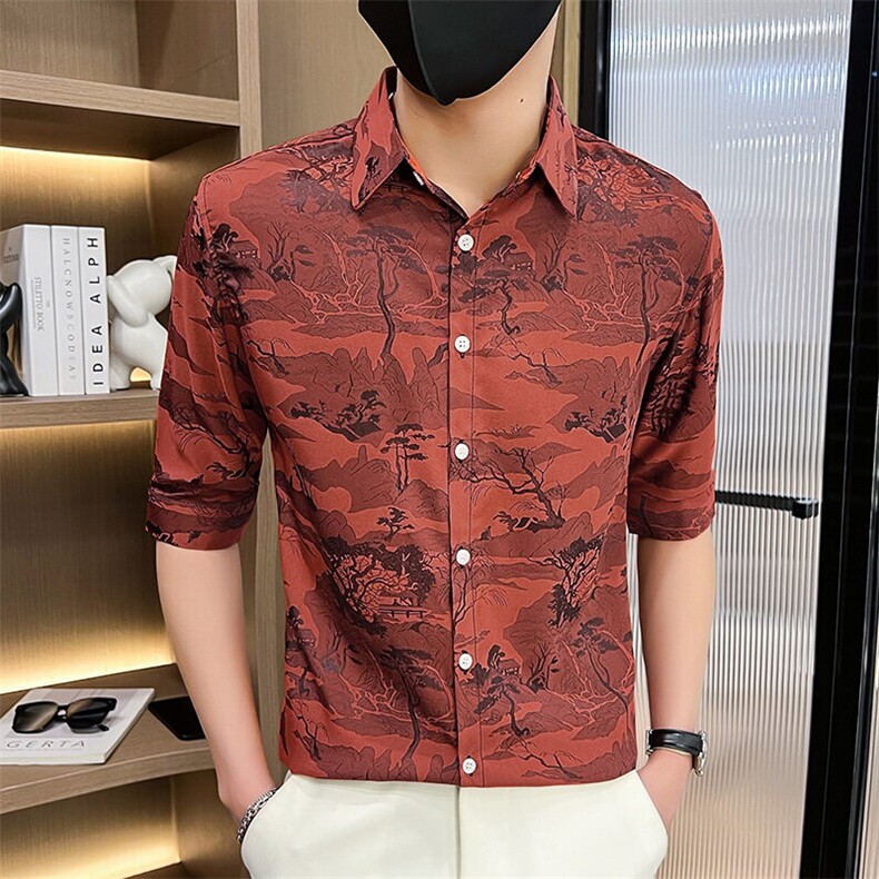 507A-CS535-P482025夏装时尚男士七分袖衬衫风衬衣,男装衬衫,星座507A（原星座306B-2）