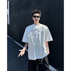 垫肩铆钉t恤男夏季设计感小众cleanfit上衣美式高街短袖ST575-P46，男装T恤，星座412-3