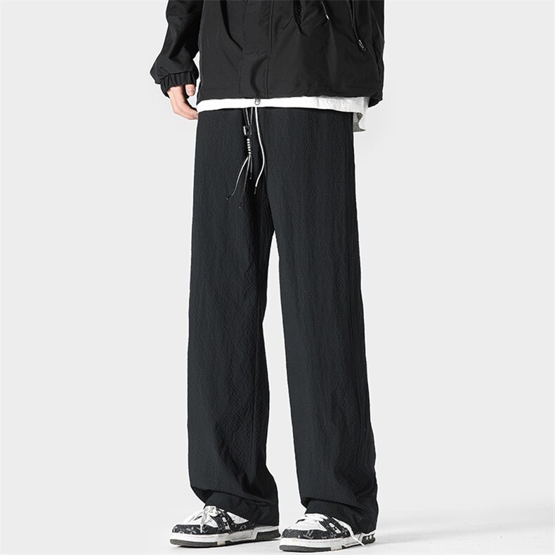 特批30无差价2024春夏高级感泡泡纱休闲直筒裤男大码束脚裤K1365，男装休闲裤，电商A082