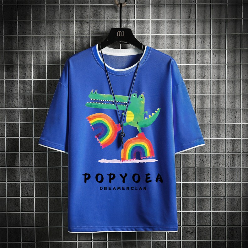 xz116-T111-P30控48短袖网格男潮牌情侣夏装克莱因蓝大码潮T恤,男装T恤,星座103A