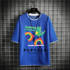 xz116-T111-P30控48短袖网格男潮牌情侣夏装克莱因蓝大码潮T恤，男装T恤，星座103A