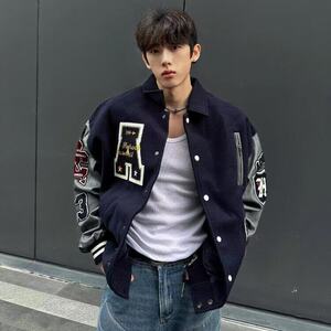 W8997-P63 网图现货 春季新款外套美式高街情侣夹克百搭棒球服图片