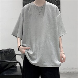 HT73099-P22 华夫格t恤男短袖男大码五分袖 大皂风图片