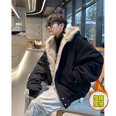 现货高品质美式高街冬季重磅硬挺短款座山雕毛领棉衣男女加厚外套，男装棉衣，电商A486