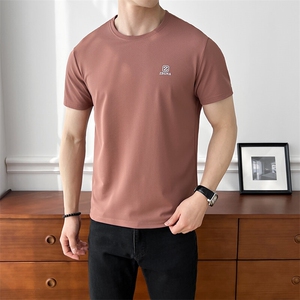 B353 B404 P28 L-4XL 夏季2025新款男士冰丝凉感速干短袖T恤 红图片