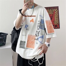 2025夏季短袖t恤男港风t恤打底衫A2100-A8312-P28控48，男装T恤，星座210-3