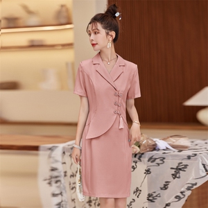 职业西装连衣裙女2023夏季新款高级感名媛气质收腰包臀a字裙子潮图片