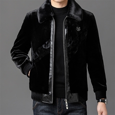 冬季加厚仿皮草男时尚保暖爸爸装翻领商务夹克外套ZX8931-P235，男装夹克，星座1105-3