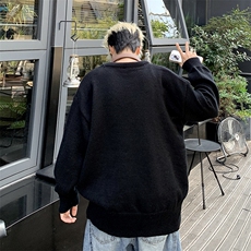 潮牌毛衣男冬百搭宽松圆领打底针织衫日系复古情侣线衣MY624-P40，男装T恤，星座308B-2
