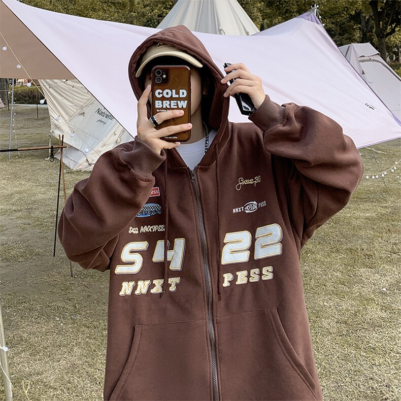 2024秋冬美式高街卫衣连帽男潮牌宽松运动外套情侣上衣W6457-P38,男装夹克,星座512-2