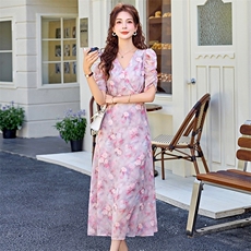 独特漂亮掐腰连衣裙女2025新款夏季巨好看的法式绝美气质显瘦裙子，女装连衣裙，沁沁公主