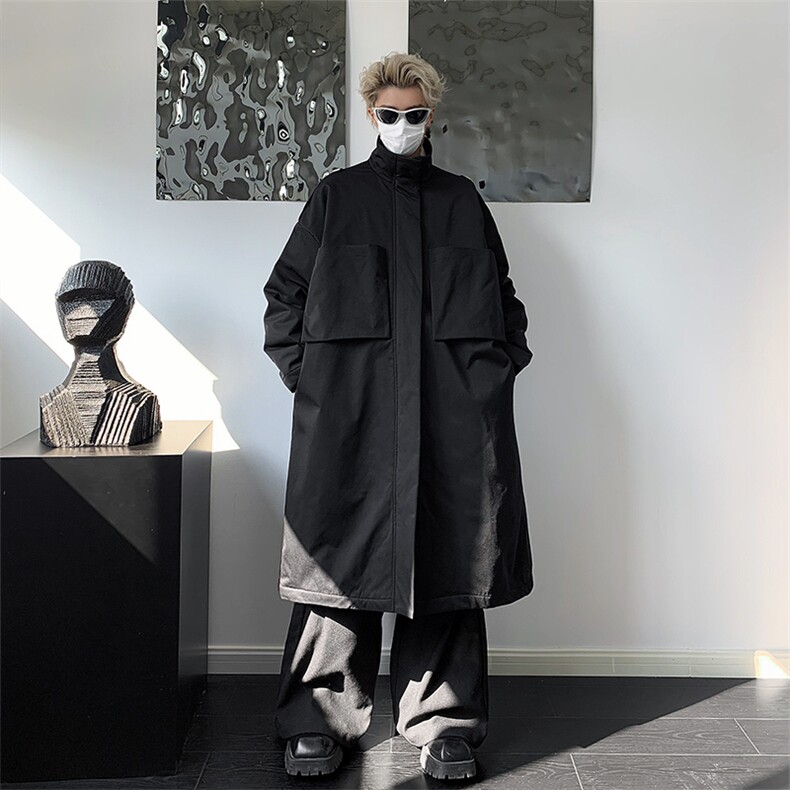 长款过膝加棉棉服男士山本耀司暗黑系立领棉衣冬季MM01-P145图片