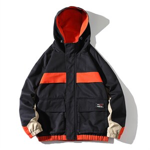 2021秋季新日系网格男魔术贴工装撞色拼接印花夹克外套J6009-P75图片