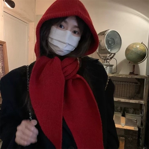 新款秋冬加厚纯色三角围巾帽子,果麦萃的搭配方法图片