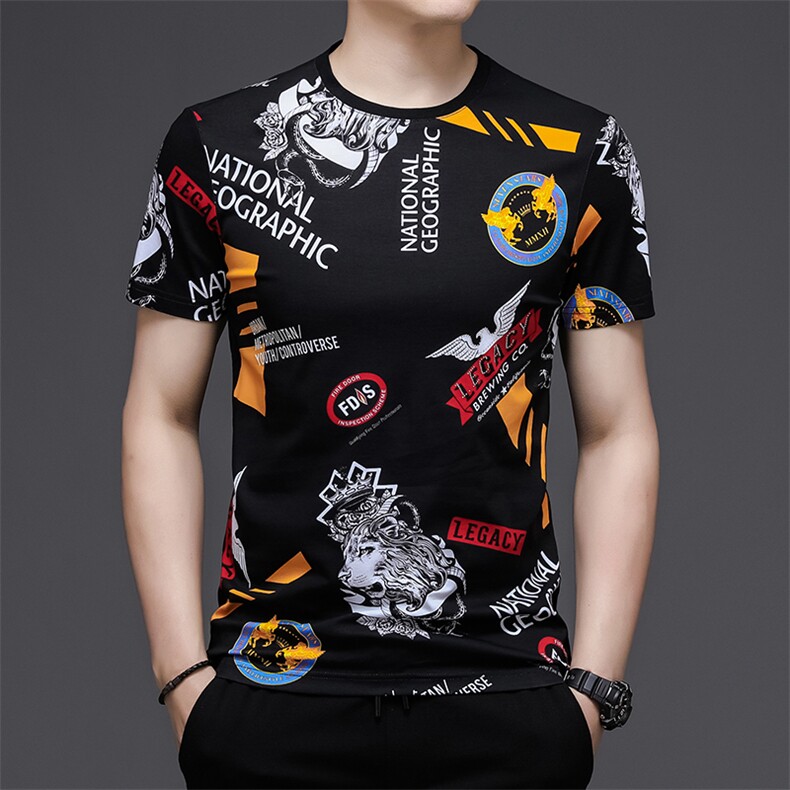 W90236钱塘2020-3夏季男士精品高端双丝光纯印花T恤P125,男装T恤,钱塘207-3