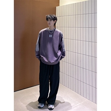 美式麂皮绒卫衣男复古条纹套头上衣宽松外套618A-WY05-P55控68，女装短外套，星座914-4