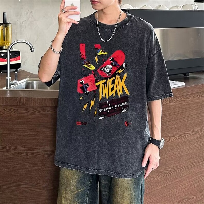 夏季港风短袖t恤日系2024短袖T恤男女上衣服潮流百搭白色T恤潮t图片