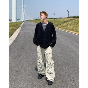 针织衫男女韩版潮流宽松百搭帅气潮牌2024秋冬ins毛衣MZ438-P42图片