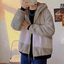 秋冬羊羔毛连帽棉服韩版潮牌夹克棉衣男士拼色外套W5174-P42，男装棉衣，星座512-2