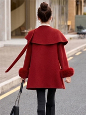 狐狸毛可脱卸双面羊毛大衣女2025年冬季新款优雅气质中长款毛呢，女装毛呢外套，玖莱伊