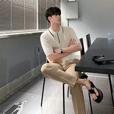 夏季polo衫男短袖韩版冰丝薄款针织衫翻领男士半袖T205-P37，男装T恤，星座208-5