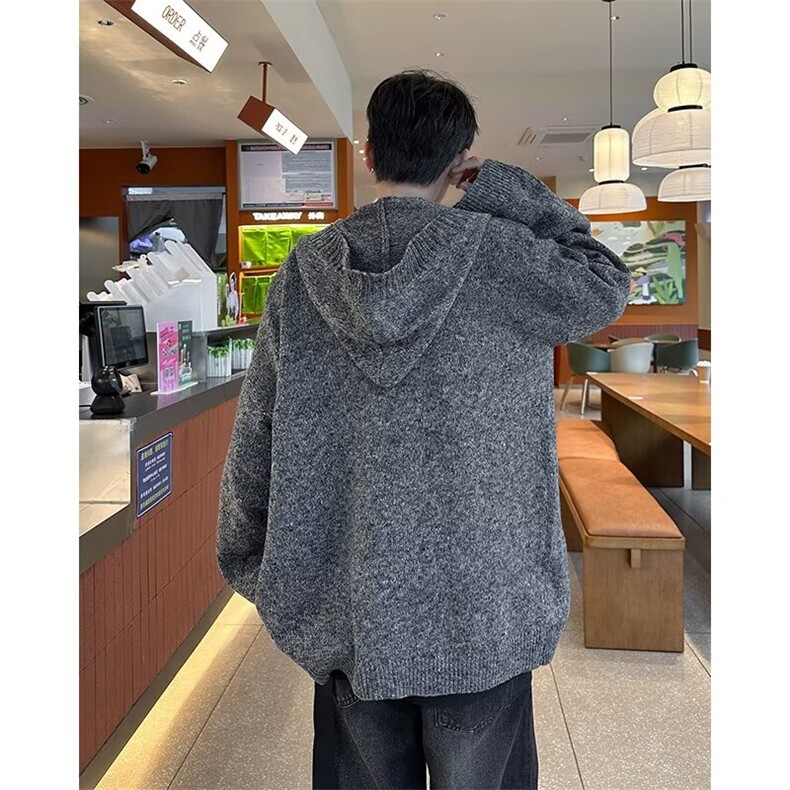 A6012-P53定染羊驼毛混色V领牛角扣羊毛开衫软糯慵懒风毛衣,男装针织衫/毛衣,电商B323A