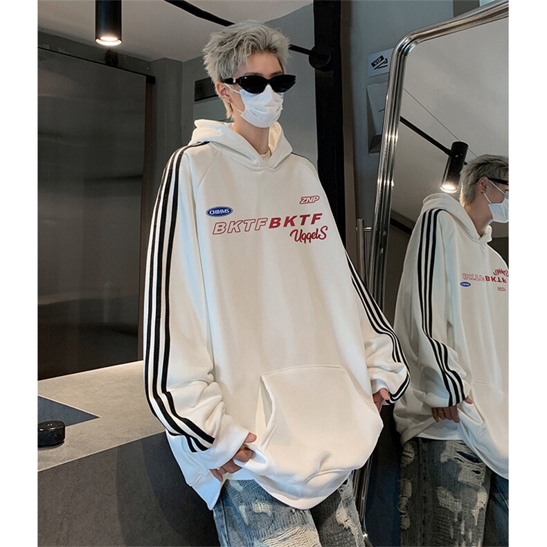 抖音得物供货提供视频秋冬重磅美式宽松织带连帽卫衣0605,男装卫衣,电商A486