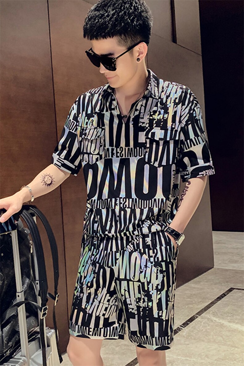 TZ502夏季社会精神小伙短袖短裤套装网红同款潮流男,男装休闲套装,星座102A（原电商D309-1）