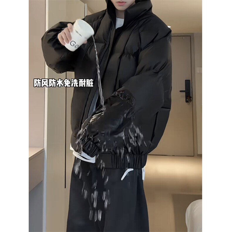 现货网图慎用吐司方格pu皮蓬松保暖棉服防水棉衣M2509-P98量大优,男装棉衣,星座1213