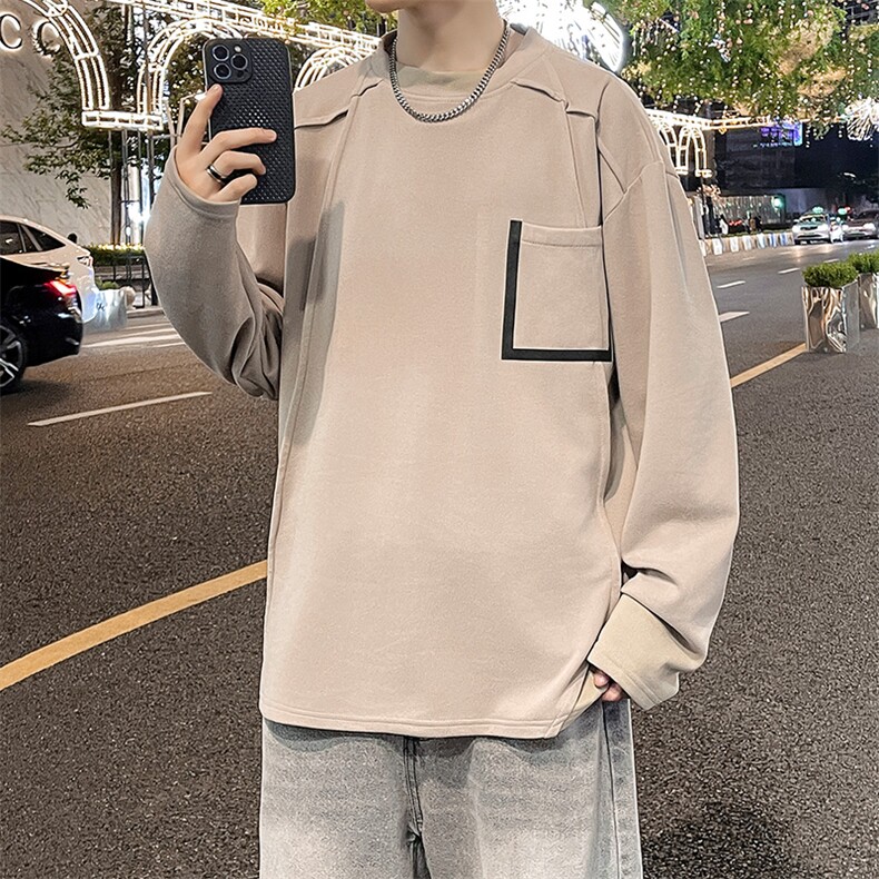 德绒卫衣立体切割高级感长袖T恤男上衣打底衫WY0327-P38,男装T恤,星座308B-2