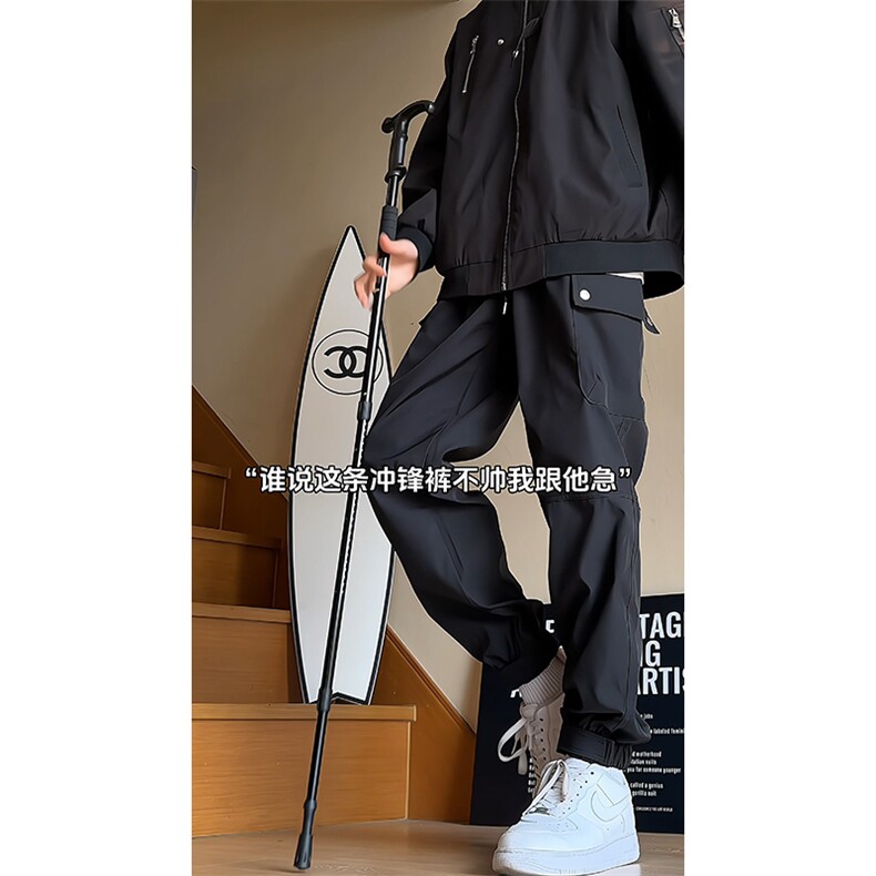 批36秋冬新款美式高街百搭大口袋束脚冲锋长裤98%聚酯纤维2%其它,男装休闲裤,电商基地A086