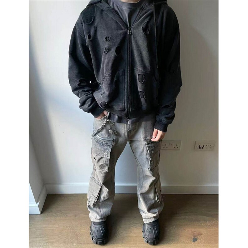 美式高街牛仔裤男女韩版潮流帅多口袋2025春季ins长裤RK2549-P82,男装牛仔裤,星座412-1