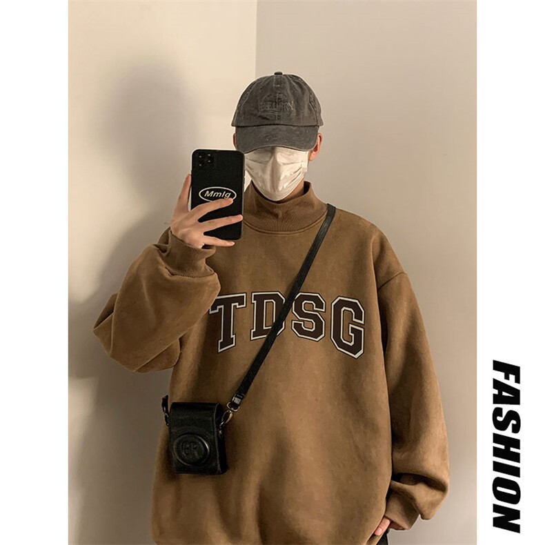 电商DSA028-JRLCT2227P55加绒加厚半高领麂皮绒卫衣限价78,男装卫衣,电商A028