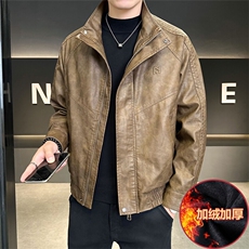 加绒皮衣男大货冬季立领PU皮外套品质款J99661-厚P165，男装皮衣，电商C317