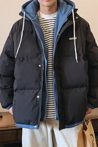 冬季宽松/假两件连帽休闲外套潮加厚棉衣XZ102B-1M6628-P110图片
