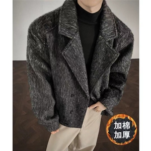 现货加棉加厚翻领简约CIEAN FIT复古潮流宽松外套N60-P125控178图片
